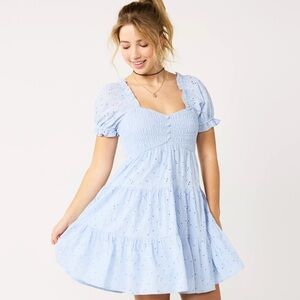 juniors SO smocked tiered mini dress